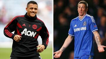 Alexis Sánchez en el Manchester United y Fernando Torres en el Chelsea.