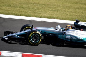 Hamilton durante la clasificación del GP de Hungría.