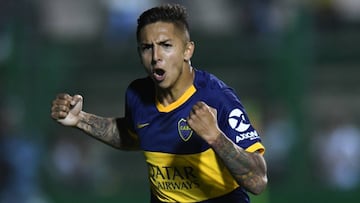 BUENOS AIRES, ARGENTINA - OCTOBER 06: Agustin Almendra of Boca Juniors celebrates after scoring his side's first goal during the match between Defensa y Justicia and Boca Juniors as part of the Superliga Argentina 2019/20 at Estadio Norberto Tomaghello on October 6, 2019 in Buenos Aires, Argentina. (Photo by Gustavo Garello/Jam Media/Getty Images)