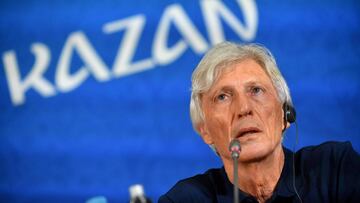 Kazan (Russian Federation), 23/06/2018.- Colombia&#039;s head coach Jose Pekerman attends a press conference in Kazan, Russia, 23 June 2018. Colombia will face Poland in the FIFA World Cup 2018 group H preliminary round soccer match on 24 June 2018 in Kaz