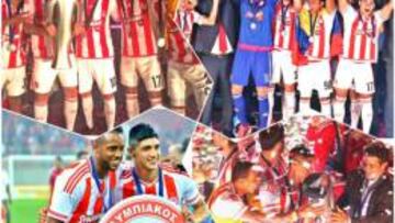 El delantero festejó el título de liga del Olympiakos