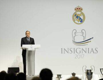 Florentino Perez speaks at the event honouring socios.