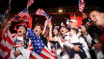 DOHA, QATAR - NOVEMBER 21: United States fans enjoy the pre match atmosphere prior to the FIFA World Cup Qatar 2022 Group B match between USA and Wales at Ahmad Bin Ali Stadium on November 21, 2022 in Doha, Qatar. (Photo by Michael Steele/Getty Images)