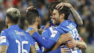 Los jugadores del Leganés celebran un gol.