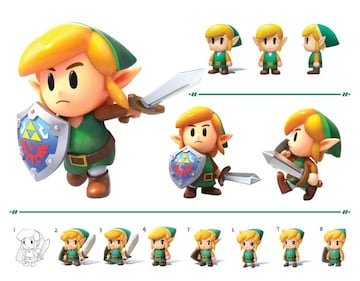 Varias versiones de Link con el diseño final elegido para el remake.