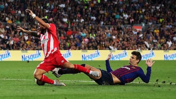 Esto hizo Piqué en los dos goles del Girona: errores de novato