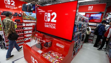 Nintendo Switch 2 gaming device is displayed as Nintendo starts selling the new consoles globally, at an electronics store in Tokyo, Japan June 5, 2025. REUTERS/Issei Kato