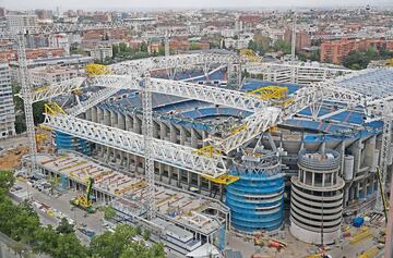 Obras del Santiago Bernabéu: la cubierta empieza a coger forma