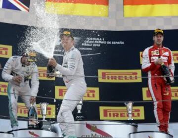 Lewis Hamilton, Nico Rosberg y Sebastian Vettel 