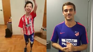 Griezmann invita al peque&ntilde;o Manu al Metropolitano 