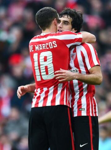 Lekue celebra el 1-1 con De Marcos.