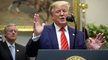 Donald Trump durante la rueda de prensa de ayer en la Casa Blanca.