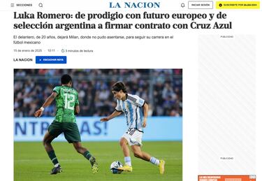 ¿Qué dice la prensa argentina sobre el fichaje de Luka Romero por Cruz Azul?