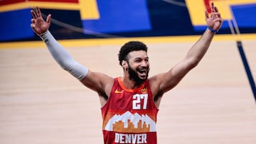 Jamal Murray celebra una canasta durante el partido de la NBA que ha enfrentado a Denver Nuggets y a Philadelphia Sixers.