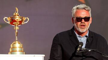 Darren Clarke habla tras la disputa de la Ryder Cup en el Hazeltine National Golf Club de Chaska, Minnesota.