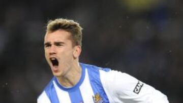 Griezzman celebra un tanto anotado con la Real Sociedad.