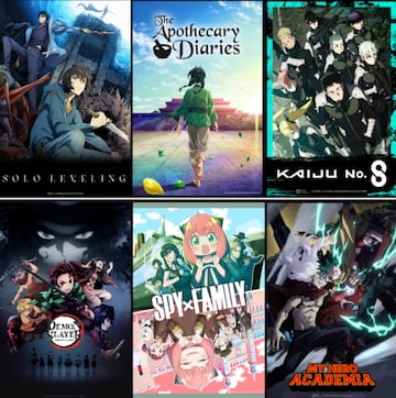 Imagen con varios animes de Crunchyroll