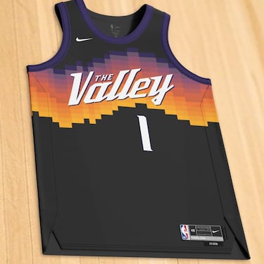 El uniforme City Edition de los Phoenix Suns para la temporada 2025/26 es una reinterpretación del diseño 'The Valley'. Presenta un degradado renovado inspirado en los atardeceres de Arizona, con un nuevo logotipo del sol y la palabra 'The Valley' en el pecho. Este diseño celebra el orgullo local y la energía vibrante de la comunidad.