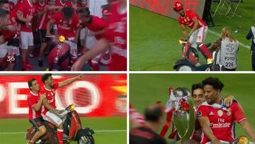 Qué show de Eliseu... ¡Celebró la liga dando vueltas por el césped con una Vespa!