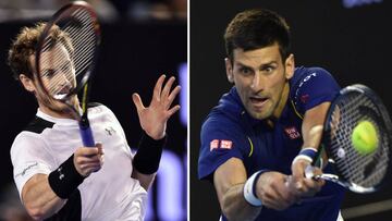 Andy Murray and Novak Djokovic during their semi-final matches.