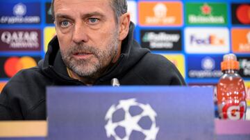 Barcelona's German coach Hans-Dieter Flick gives a press conference on the eve of the UEFA Champions League football match between FC Barcelona and Atalanta BC at the Joan Gamper training ground in Sant Joan Despi, near Barcelona, on January 28, 2025. (Photo by Josep LAGO / AFP)