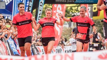 Miguel Indurain, Mireia Belmonte y Martin Fiz, durante una de las pruebas del  Banco Santander.