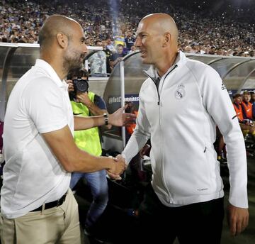 26/07/17 | Zidane and Guardiola in a pre-season game between Real Madrid and Man City in LA.