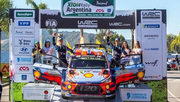 2019 FIA World Rally Championship
 Round 05 Rally Argentina
 25-28 April  2019
 
 Day 3, Podium, Andreas Mikkelsen, Anders Jaeger, Hyundai i20 Coupe WRC
 
 Photographer: Fabien Dufour
 Worldwide copyright: Hyundai Motorsport GmbH