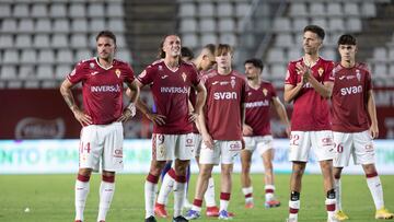 Los murcianistas, tras el pitido final.