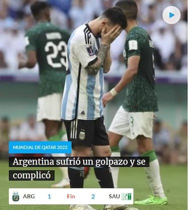 La derrota de Argentina, portada mundial
