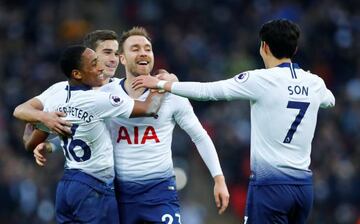 Christian Eriksen celebrates his strike against Bournemouth