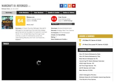 Warcraft 3: Reforged es el juego peor valorado por los usuarios en Metacritic