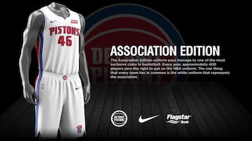 La camiseta de Detroit Pistons para la temporada 2017-18.