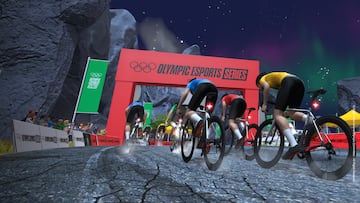 Imagen de una competición de ciclismo de las Olympics Esports Series que se celebrarán en la plataforma Zwift.