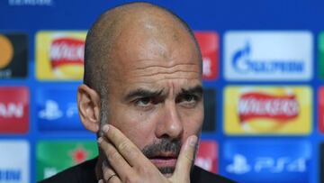 Guardiola en rueda de prensa. 