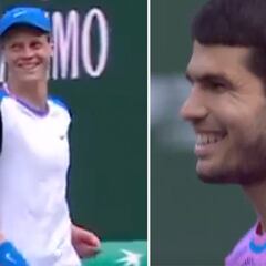 Toda la grada en pie y ellos así: Sinner, Alcaraz y el punto del año que se está viendo en todo el mundo