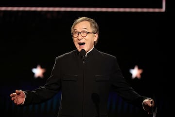 FILE PHOTO: Jackie Chan speaks onstage during the 30th Annual Critics Choice Awards, in Santa Monica, California, U.S., February 7, 2025. REUTERS/Mario Anzuoni/File Photo