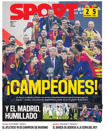 Portada de Sport de este lunes 13 de enero