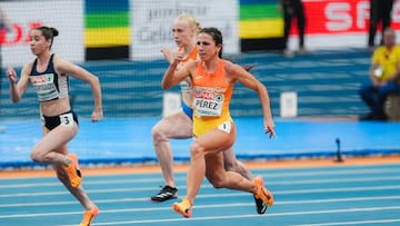 Maribel Pérez, en los 60 metros lisos de Apeldoorn.