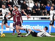 Partido entre el Burgos y el Albacete.
Borja del Burgos y Fidel del Albacete
10-03-2025