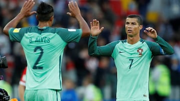 Bruno Alves (left) and Cristiano Ronaldo celebrate Portugal's Confederations Cup win over Russia on Wednesday.