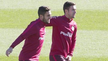 Koke, junto a Gabi durante una sesión de entrenamiento.