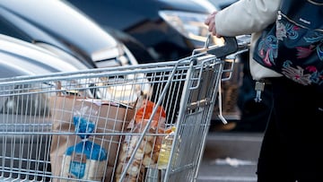 Una mujer sale de un supermercado con un carro de la compra, a 27 de diciembre de 2022, en Mejorada del Campo, Madrid (España). El Gobierno ha suprimido durante seis meses el IVA del 4% que se aplica a todos los alimentos de primera necesidad, entre ellos el pan o la leche, y ha rebajado del 10% al 5% el del aceite y la pasta para hacer frente al impacto de la guerra de Ucrania y el alza de la inflación. Sánchez ha anunciado, además, que el Ejecutivo ha aprobado ayudas directas por un importe de 300 millones de euros a los agricultores en compensación por el incremento del precio de los fertilizantes, y un cheque de 200 euros para familias con rentas inferiores a 27.000 euros anuales con el objetivo de hacer frente al encarecimiento de la cesta de la compra. Este tercer plan anticrisis entrará en vigor el 1 de enero de 2023 y tendrá un impacto de 10.000 millones de euros.
27 DICIEMBRE 2022;IVA;ALIMENTOS BASICOS;PRODUCTOS;NECESIDADES;ALIMENTOS;REBAJA;GOBIERNO;IMPUESTOS
Alberto Ortega / Europa Press
27/12/2022