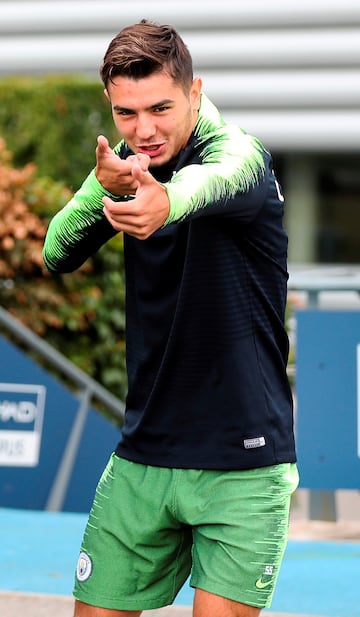 Brahim, durante un entrenamiento con el City en 2018.