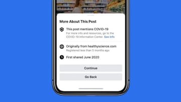 Por qué Facebook te avisa si compartes algo del Coronavirus