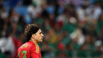 CHARLOTTE, NORTH CAROLINA - OCTOBER 14: Guillermo Ochoa #13 of M�xico looks on during the first half of their match against Ghana at Bank of America Stadium on October 14, 2023 in Charlotte, North Carolina. Jared C. Tilton/Getty Images/AFP (Photo by Jared C. Tilton / GETTY IMAGES NORTH AMERICA / Getty Images via AFP)