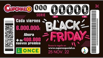 Cuponazo Black Friday de la ONCE 2022: ?a qu¨¦ hora es y cu¨¢nto toca de premio?
