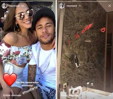 Imágenes compartidas por Neymar en el día de los enamorados brasileño junto a su novia, Bruna Marquezine