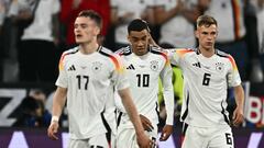 Wirtz, Musiala y Kimmich celebran el segundo gol de Alemania ante Escocia.