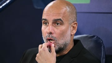 Pep Guardiola, entrenador del Manchester City, durante un partido.